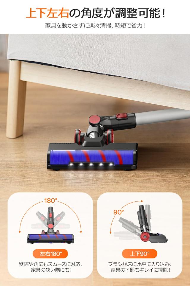 掃除機 コードレス スティッククリーナー 【45000pa強力吸引＆75分連続稼働】 LCD液晶ディスプレイ 壁掛けブラケット＆アダプター付き ハンの通販は