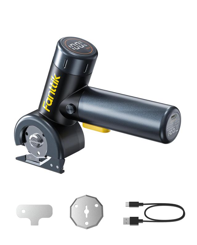 Fanttik C8 Nano 電動カッター 3.7V コードレス 電動ハサミ LEDディスプレイ 充電式 段ボールカッター 替刃2枚付 簡単ブレード交換機能 L