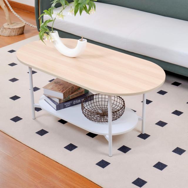 WoRefCra ローテーブル サイドテーブル センターテーブル 収納付き 木目調カラー・マットホワイト おしゃれ 2段 ミニテーブル 一人暮らしの通販は 5,689円