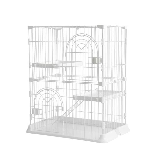PETTOM 猫 ケージ キャットケージ ペットケージ 3段 大型 自由組み合わせ 猫ゲージ (ホワイト2段 74*50*89cm)の通販は