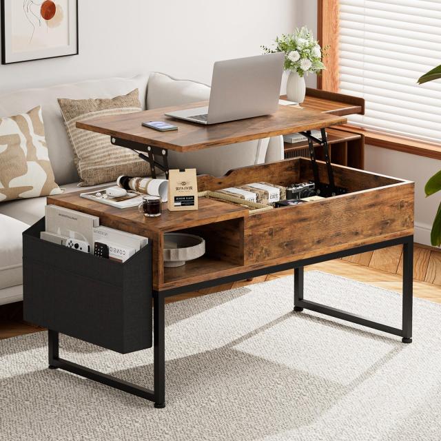 IKIFLY ローテーブル 昇降式 コーヒーテーブル 木製リフティング