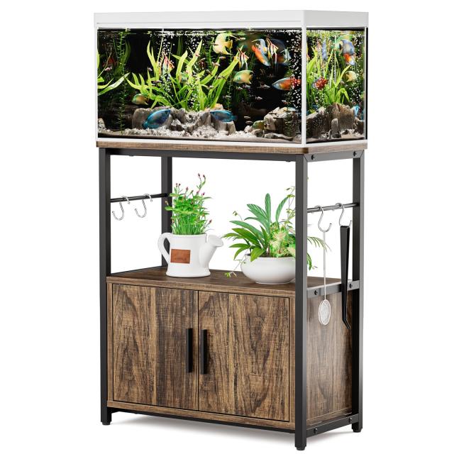 DEWEL 水槽台 60cm 水槽 台 ラック 棚 スタンド キャビネット/配線溝付 水槽棚 総耐荷重約200kg 面取り加工 水槽ラック 60cm水槽用 水槽