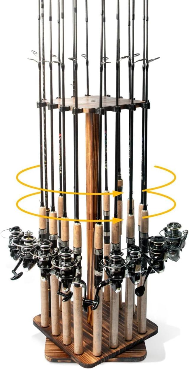 Ghosthorn 釣り竿立て 釣り ロッドスタンド ロッドホルダー 釣り 木製 方形360度回転式 竿掛け 16本釣竿 収納 組み立て簡単 アウトドアスの通販は 7,874円