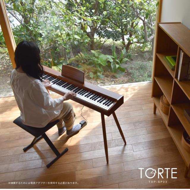 TORTE トルテ 電子ピアノ 88鍵盤 セミウェイトキー フルスケール 日本語表記 128ボイス 木製筐体 ブラック TDP-SP03WL/BK スターターセッ_1
