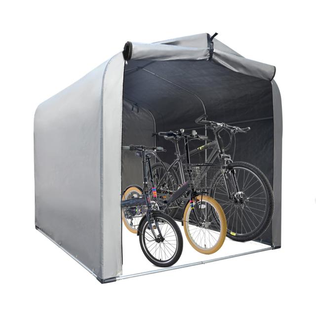 サイクルハウス 3台用 自転車置き場 家庭用 多用途 簡易ガレージ 157×222×165cm 大型 シルバーグレー PE素材 防UV 防水 耐水性2000mm の通販は