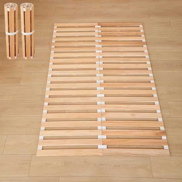 千羽良木 すのこベッド ダブル ロール式 スノコ ベッド 国産杉 折り畳みすのこマット 耐久 軽量 通気 リブ加工 波型デザイン