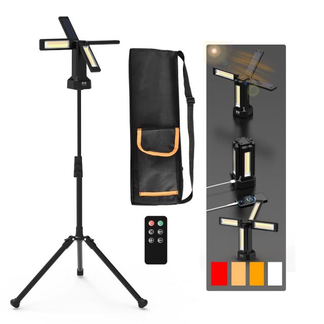 投光器 LED 作業灯 8000lm 超高輝度 USB充電式 ソーラー充電 4つ点灯モード 3色切替 昼光色 温白色 電球色 磁気設計 三脚付き 広角270度 の通販は 10,214円