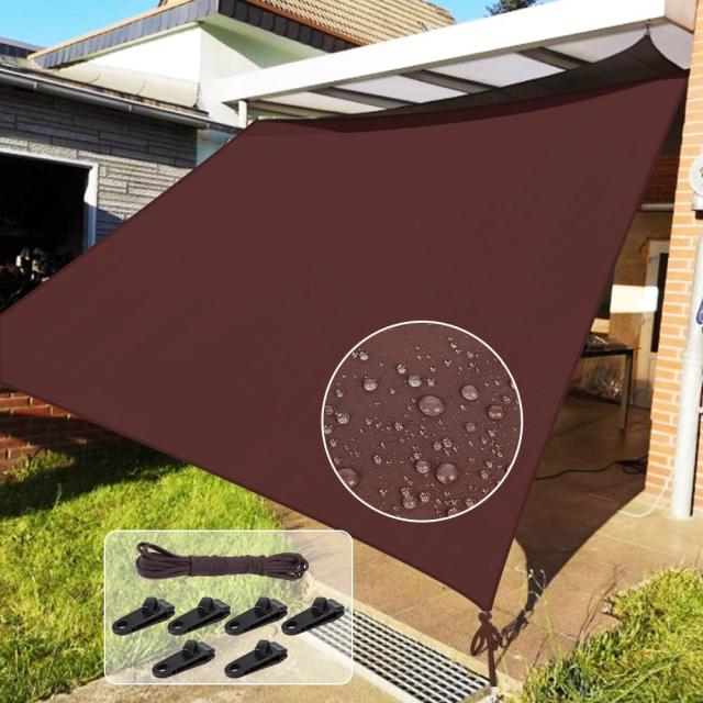 X XBEN 日除けシェード防水 雨よけサンシェード 400D高密度ポリエステル 2層撥水 PU塗装 接合部水漏れ防止 D形金具 テントクリップ付き