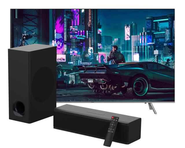 TECHFROG 2.1 コンパクト TV サウンドバー、サブウーファー付き木製サウンドバー、HDMI ARC/Bluetooth 5.0/Optical/AUX/RCA 接続、リモコの通販は