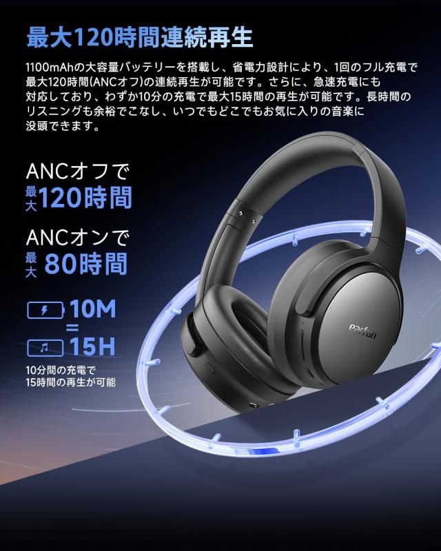 【VGP 2025 金賞】EarFun Tune Proワイヤレスヘッドホン Bluetooth 5.4/【40mm +10mmデュア