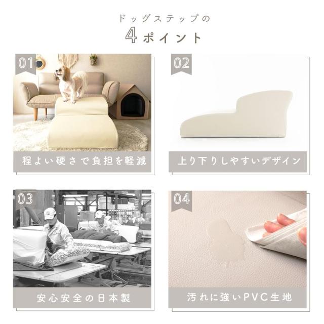 セルタン(Cellutane) ドッグステップ 2段 ワイド ブラック PVC生地 ペット用 階段 幅広 日本製 A388a-a-597BK_5