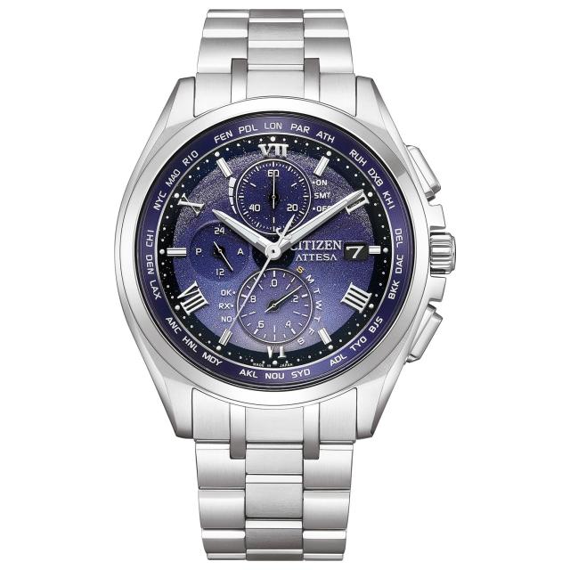 [シチズン] 腕時計 アテッサ 光発電エコ・ドライブ 電波時計 防水 DEAR collection 限定ペアモデル 青 ブルー AT8240-66L メンズ シルバ