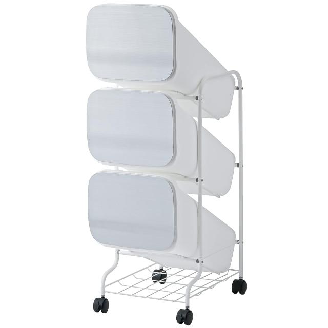 リス(RISU) 分別 ゴミ箱 smooth スタンドダストボックス 3段 メタル 57L (19L×3) 3P メタル 資源ごみ スタイリッシュ プッシュオープン