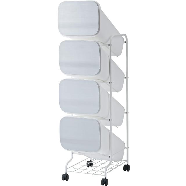 リス(RISU) 分別 ゴミ箱 smooth スタンドダストボックス4段 メタル 76L (19L×4) 4P メタル 資源ごみ スタイリッシュ プッシュオープン