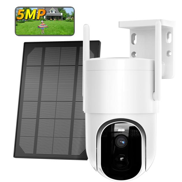 【500万画素・全方位・WiFi強化】YESRAMO 防犯カメラ 屋外 ソーラー Wi-Fi 電池式 水平355°垂直120°PTZ 130°超広角 防犯灯発光 カラーの通販は