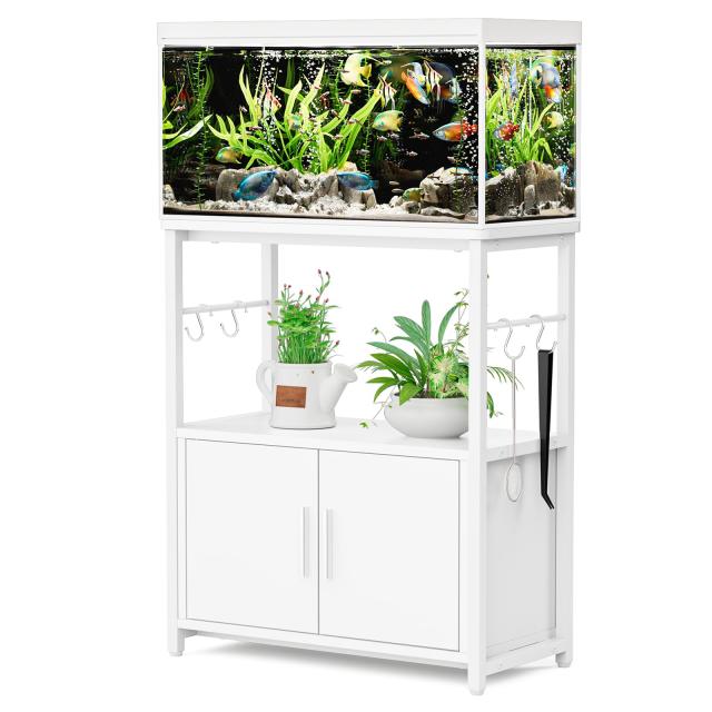 DEWEL 水槽台 60cm 水槽 台 ラック 棚 スタンド キャビネット/配線溝付 水槽棚 総耐荷重約200kg 面取り加工 水槽ラック 60cm水槽用 水槽