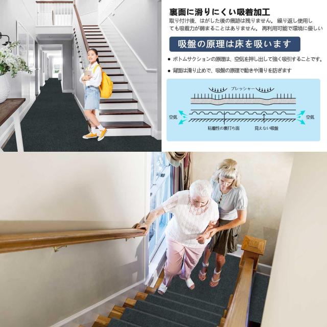 Bolinker ロングカーペット ズレない 洗える 撥水 おしゃれ 無地 カーペットタイプ TPR 防音 ラグ ペット 置くだけで吸着マット 80×600c_1