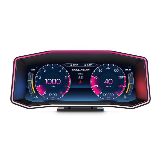 KRGNPLE 車載HUD P4 日本語インタフェース OBD2 GPS 速度計 勾配計 加速度計 タービン計器 雰囲気灯 車速表示 全車種共通 HUD ディスプレ