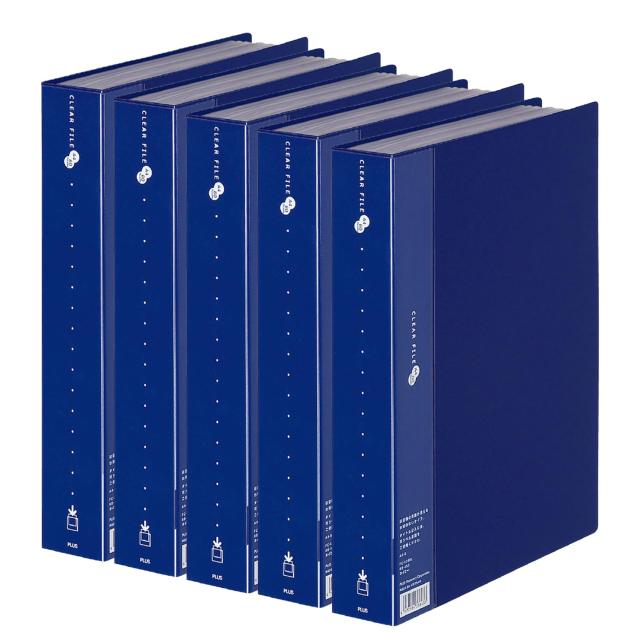 プラス クリアファイル スーパーエコノミー A4縦 80ポケット ネイビー 5冊セット