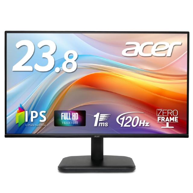 Acer モニター 23.8インチ フルHD 非光沢 IPS 120Hz 1ms(VRB) sRGB 99% AdaptiveSync HDMI 1.4 ミニD-Sub 15ピン スピーカー・ヘッドフォ