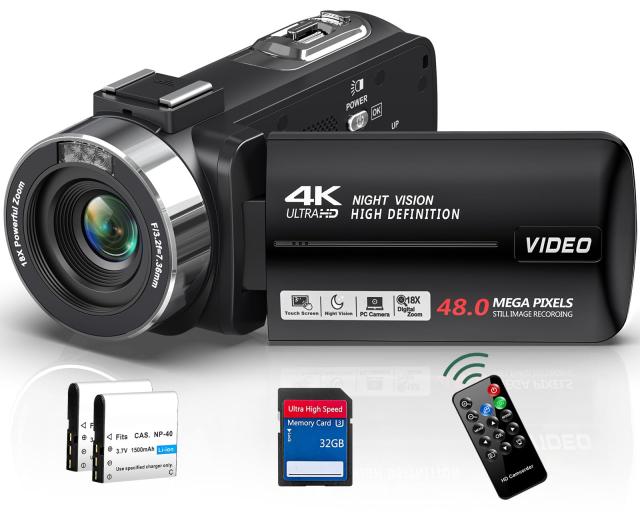 ビデオカメラ 4K 4K録画 4800万画素 YouTubeカメラ 18倍デジタルズーム 3.0インチIPS タッチスクリーン IRナイトビジョン付き 270度回転の通販は