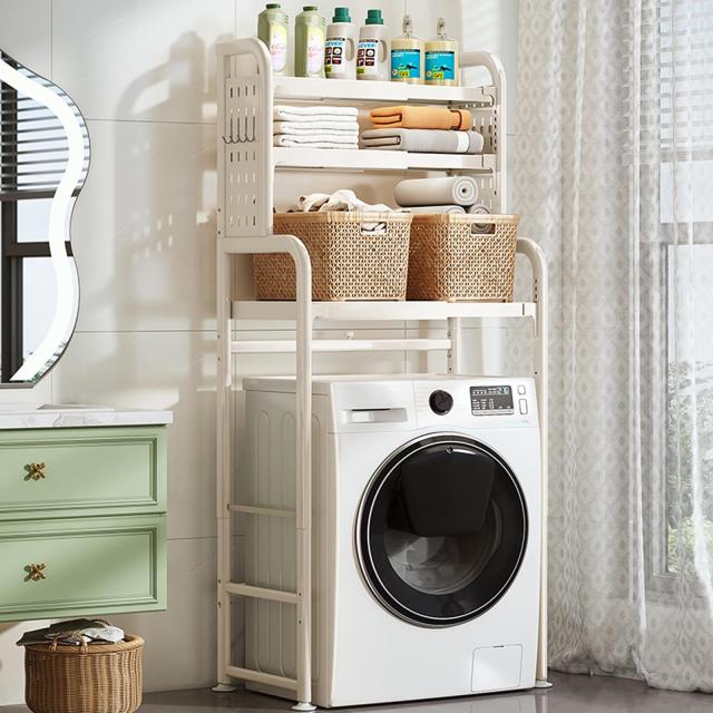 KAKYUKAN 洗濯 機ラック ランドリー収納棚 有孔ボード付きランドリーラック 棚3段 幅伸縮タイプ(51~81cm) 3段階に高さ調節可能 フック付きの通販は 8,262円