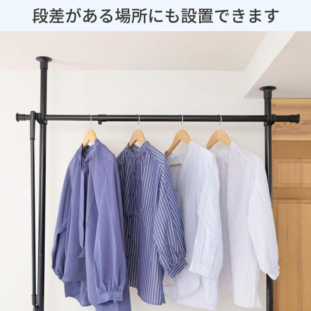 山善(YAMAZEN) 突っ張り ラック ポールハンガー ダブル 頑丈 大容量 設置カンタン 室内干し ワンタッチ突っ張り(実用新案取得済) 耐荷重6_4