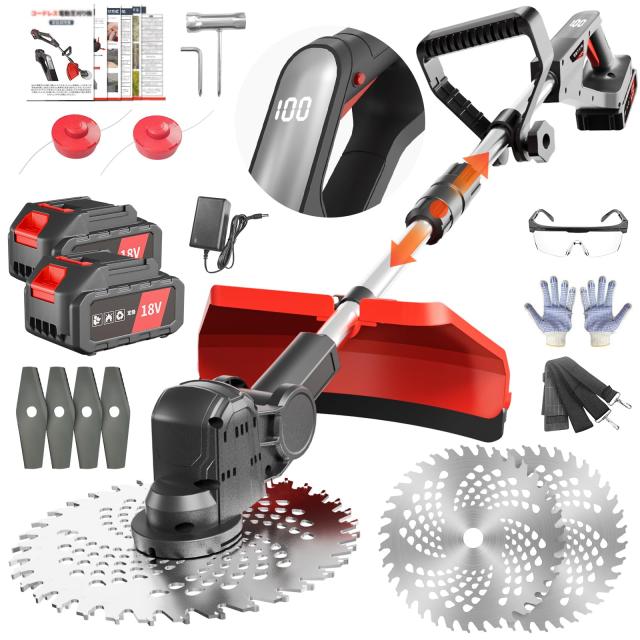 充電式草刈り機 【2025年強化版・業界初の残量表示LEDディスプレイ搭載・