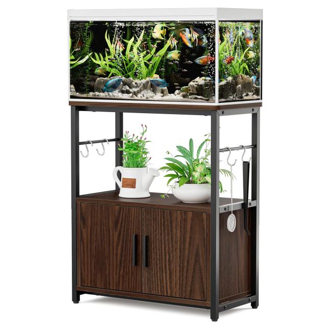 DEWEL 水槽台 60cm 水槽 台 ラック 棚 スタンド キャビネット/配線溝付 水槽棚 総耐荷重約200kg 面取り加工 水槽ラック 60cm水槽用 フッ