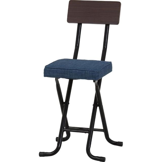 不二貿易 折りたたみチェア 室内 椅子 座面高47cm ハ イチェア 背もたれ付き 幅36.5×奥行46×高さ73.5cm デニム調 ノエル 51430の通販は 6,200円