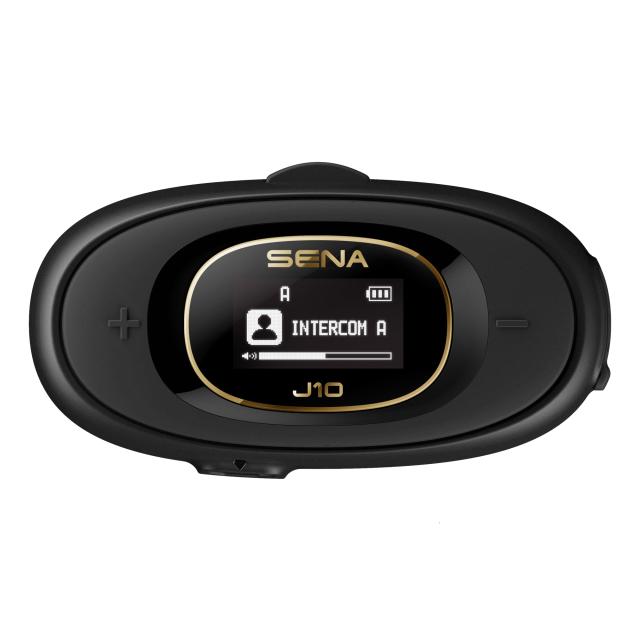 Sena J10 バイク用 Bluetoothインカム 【日本限定品】 4人同時通話対応 HDスピーカー搭載 インカム GPS音声案内/音楽再生/通話可能 LCD画