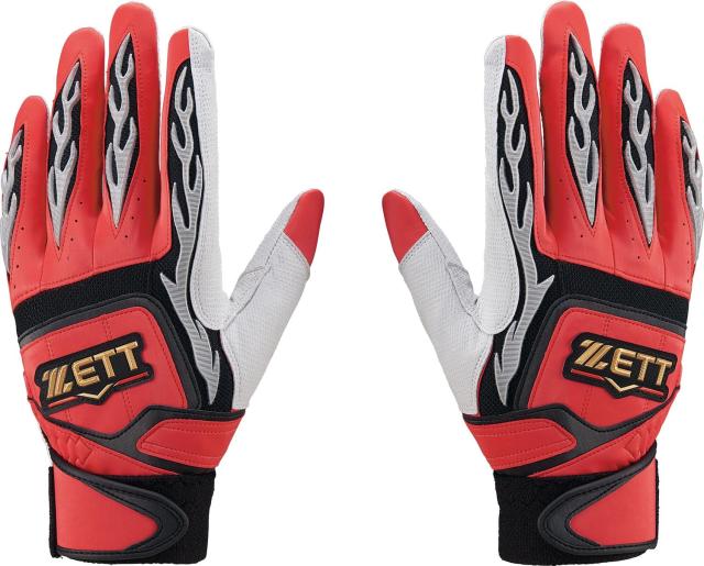 ゼット(ZETT) バッティンググローブ プロステイタス バッティンググラブ 両手用 レッド×シルバー(6413) M BG318RA