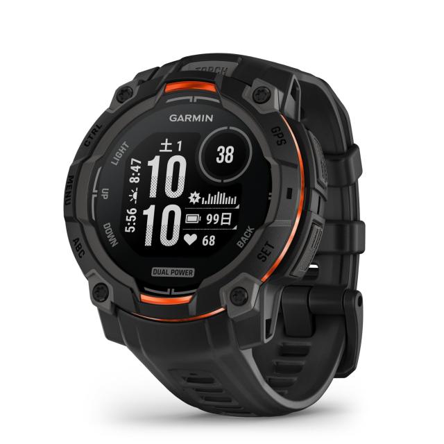 ガーミン(GARMIN) Instinct 3 45mmサイズ Dual Power Black Bezel with Black Band 010-02934-30 【ランニング・ゴルフ・登山・サイクリ