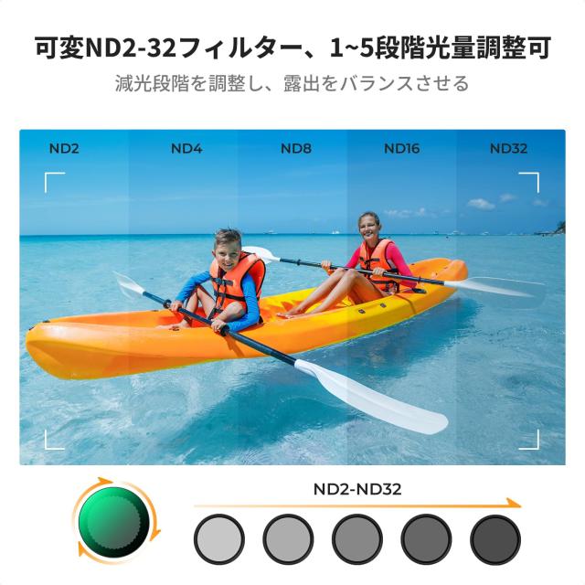K＆F Concept Osmo Action 5Pro/4/3 用フィルターセット(CPL+ND2-32+1/4ブラックミスト) 可変NDフィルター 減光フィルター CPLフィルター