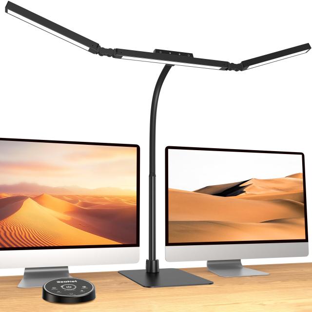 BeaNet デスクライト LED 幅980mm・大型ベース・3光源Max+版・無線リモコン・24W・独立制御・2000Lx 4段階調光調色 環境補助光 電気