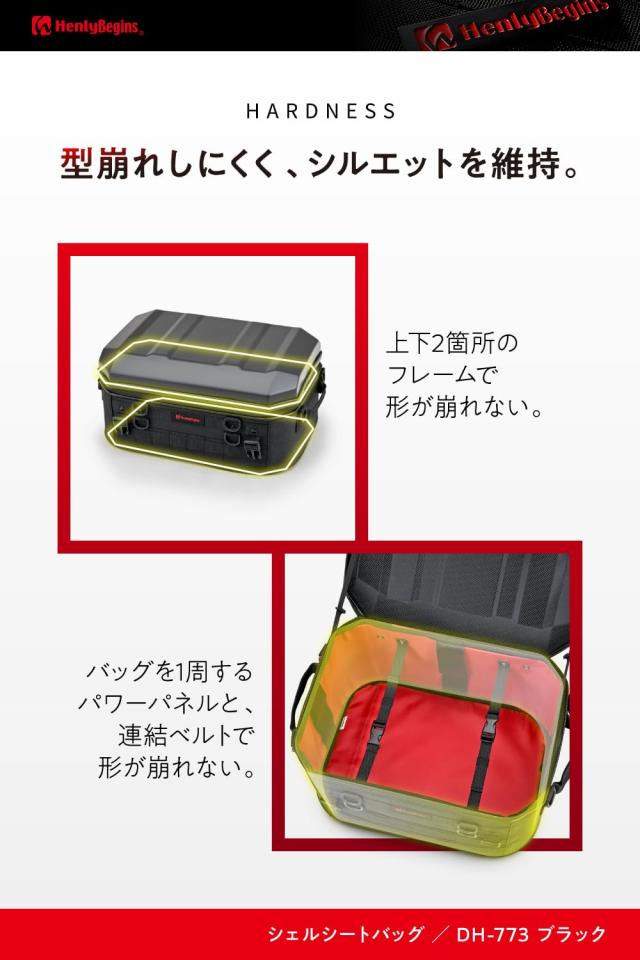 Henly Begins バイク用 シートバッグ シェル 25L 小型 ホテル泊 48667 ブラック