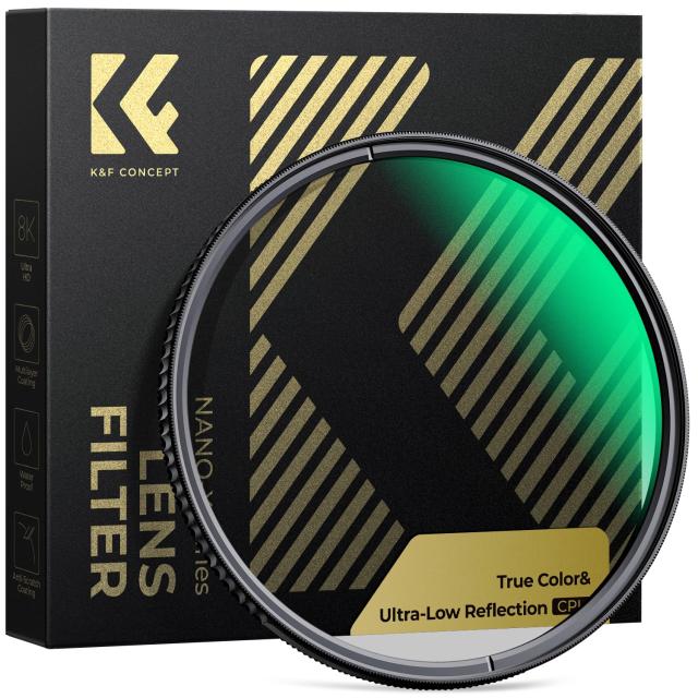 K＆F CONCEPT 72mm True Color＆超低反射 CPLフィルター 黄色被り解消可能 超低反射0.1% コントラスト 反射調整 偏光フィルター