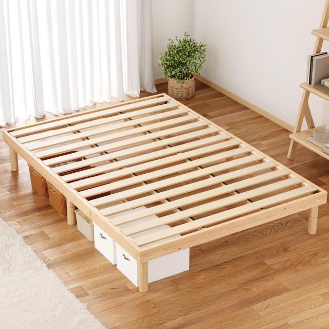 SuperKois ベッド ベッドフレーム セミダブル すのこベッド セミダブルベッド ベット 天然無垢パイン 3段階高さ調節 頑丈 耐荷重200kg