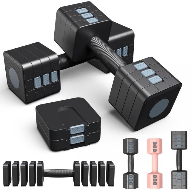 ダンベル 可変式ダンベル ダンベル 多角形ダンベル 2個セット 10kg ダンベル 可変式 1~10KG アジャスタブルダンベル 5段階調節 1秒で重量