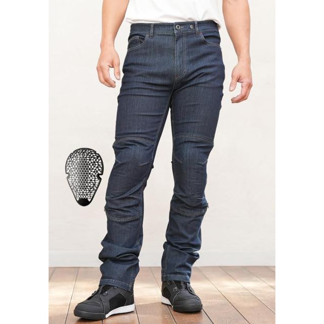 KOMINE 2025モデル WJ-756R エニグマライト CMAX クールジーンズ バイク用 春夏秋向け CEプロテクター ストレッチ Washed Indigo S