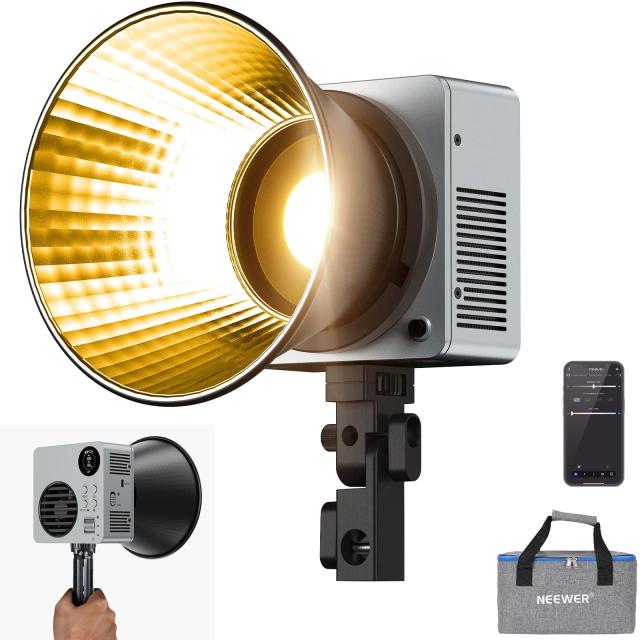 NEEWER HB80B 80W 撮影用ライト LEDビデオライト APP/2.4G制御 高輝度定常光 25500lux/1m バイカラー 調光可能 2700K-6500K CRI95+ 13種