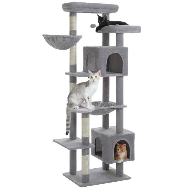 PETEPELA(ぺテぺラ) キャットタワー 大型猫用 か細い 多頭飼い 猫主柱 取り付け型 パウダーコンパクト 省空白文字 ハンモック カクタス 爪研ぎ