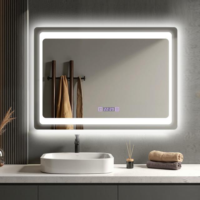 LEDミラー 曇り止め　浴室鏡 LEDライト付き ウォールミラー 壁掛け 洗面 3色 家具・インテリア LEDミラー 鏡 曇り止め 浴室鏡 ライト付き