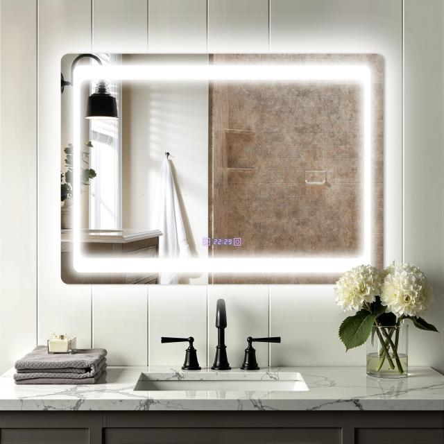ミルオ君の鏡工房 LEDミラー 鏡 曇り止め 浴室鏡 LEDライト付き ウォール
