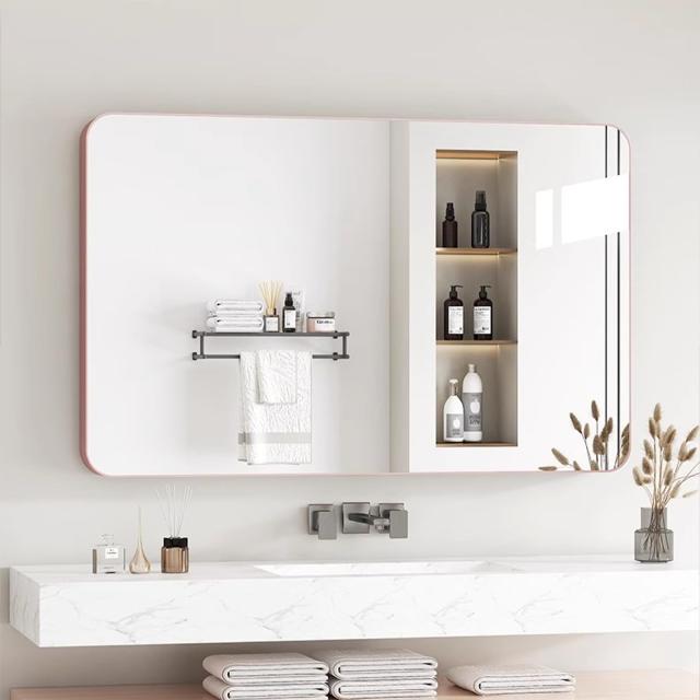 鏡 壁掛け 姿見鏡 化粧鏡 長方形 ウォールミラー アルミ合金フレーム 飛散防止加工 丸角 おしゃれ 玄関 洗面 浴室 寝室 お風呂 洗面台 ピ