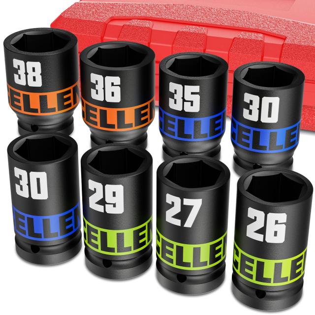 Arwealxs 8本 ディープソケット3/4 インパクトソケットセット 26mm-38mm 六角ソケットセット 自動車整備 から日曜大工