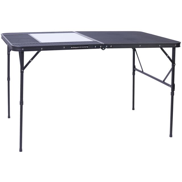 キャンパーズコレクション 山善 タフライト メッシュテーブル バーベキュー対応 幅120×奥行80×高さ40.5/62/70cm 高さ調節 コンロ設置