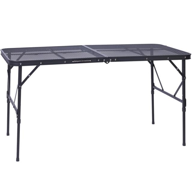 キャンパーズコレクション 山善 タフライト メッシュテーブル バーベキュー対応 幅120×奥行60×高さ40.5/62/70cm 高さ調節 コンロ設置