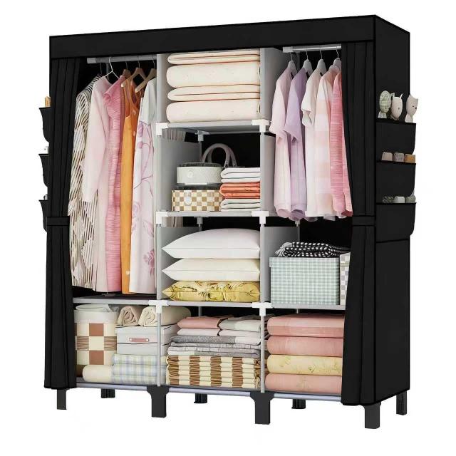 衣装庫、ジッパー付きポータブル衣装庫。ポータブル衣装庫は衣服を吊るすために使用し、4 本の吊り棒と収納キャビネットを備え、広く大容