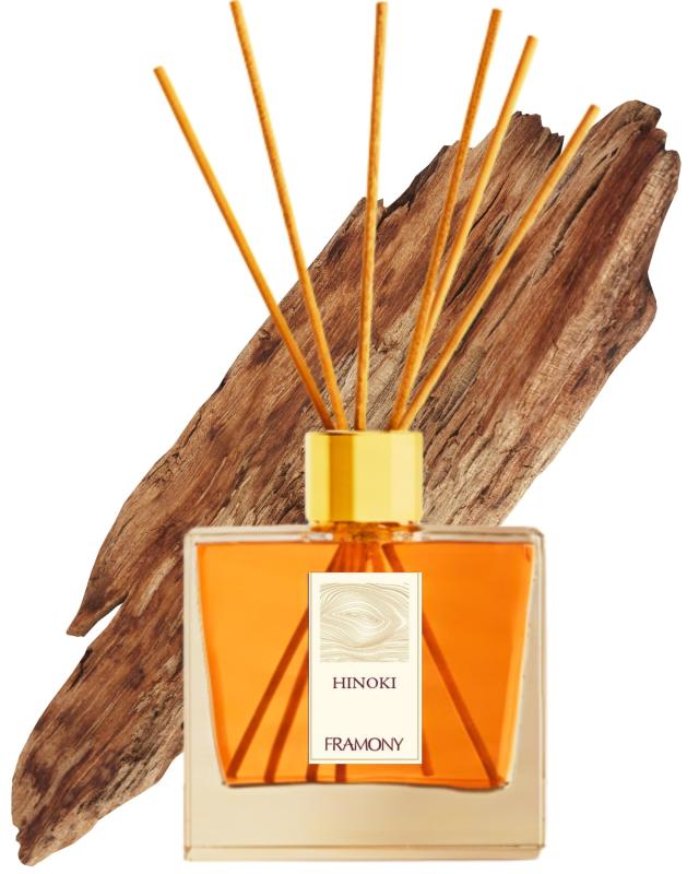 【エタノールフリー】FRAMONY ヒノキ リードディフューザー ホテルのような落ち着くウッディな香り 200ml ルームフレグランス 芳香剤 ギ